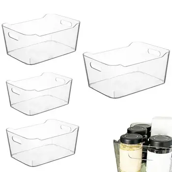 Прозрачные ящики для организации 4 шт. Органайзер для кладовой, морозильные ящики, Прозрачные контейнеры, Организация холодильника, организация и хранение
