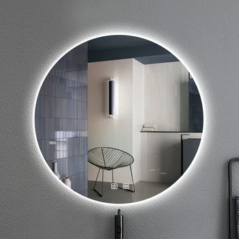 Со светом, современное настенное зеркало для ванной, светодиодное круглое зеркало для ванной, Регулируемое По Европе, Мужское внутреннее убранство Espelhos De Banho