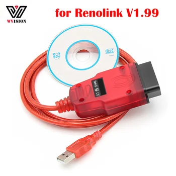 Renolink V1.99 OBD2 Диагностический кабель для автомобиля Renault Auto Tool ECU Настройка подушки безопасности Сброс ECM UCH Ключевой Программатор USB Интерфейс