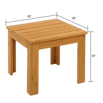 Деревянный Квадратный торцевой столик для патио, журнальный столик для бистро, Натуральный для патио, пляжа, двора