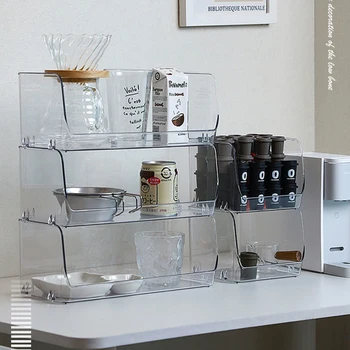 Ящик для хранения косметических кофейных капсул, масок, чашек; Кухонный прозрачный Органайзер, стеллажи для общежития, Ванная комната, стеллаж для гостиной