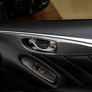 Подходит для Infiniti Q50Q60, внутренняя дверная ручка из углеродного волокна, рамка, декоративная наклейка, аксессуары для модификации автомобиля