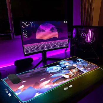 MRGLZY Игровой коврик для мыши со светодиодной подсветкой, клавиатура, противоскользящая подставка для мыши для компьютерных игр, беспроводное зарядное устройство мощностью 15 Вт для Iphone