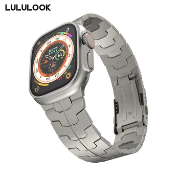 Ремешок LULULOOK Совместим с Apple Watch Ultra, титановый ремешок 49 мм для iWatch Ultra Titanium Color Нового дизайна