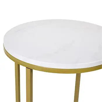 Современный торцевой столик, Белый мрамор/матовое золото, наволочка Linlamlim