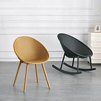 Скандинавское домашнее креативное кресло-качалка со спинкой, стул для макияжа, Пластиковый обеденный стул, современное минималистичное кресло для гостиной