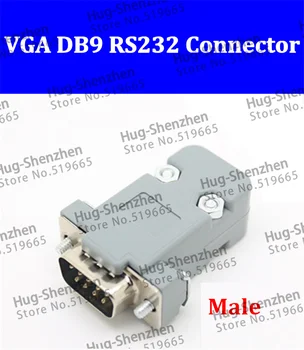 10 шт. VGA DB9 RS232 9-ядерный последовательный прямой штекерный разъем VGA, комплект корпуса,