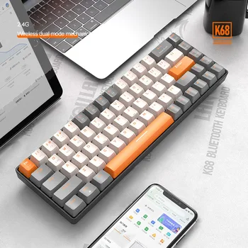 K68 Механическая клавиатура с возможностью горячей замены 68 Клавиш 2.4G /BT5.0 Bluetooth Беспроводная Игровая Механическая клавиатура PBT Keycaps для Портативных ПК