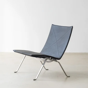Классический Одноместный стул Средневековая мебель Скандинавский Дизайнерский шезлонг из натуральной кожи Легкий Роскошный диван-кресло из нержавеющей стали