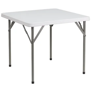 Флэш-мебель 2,85-футовый квадратный гранитный белый Пластиковый Портативный складной столик для пикника на открытом воздухе