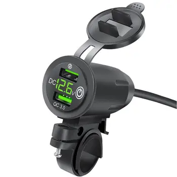Модифицированное зарядное устройство для мотоцикла, быстрое зарядное устройство, двойной USB QC3.0, светодиодный дисплей вольтметра, двойная розетка для зарядного устройства USB, Запчасти для мотоциклов