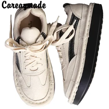 Careaymade-Женская обувь из натуральной кожи, весенняя новинка, литературные туфли Mori girl на толстой подошве, обувь для отдыха с круглым носком ручной работы