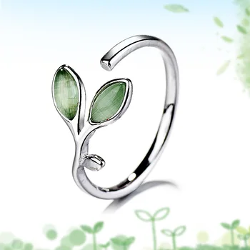 Кольцо с листьями Серебристого цвета VENTFILLE для женщин, подарок для девочек, Опал 