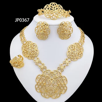 Ювелирные наборы Золотого цвета из Дубая, Модное ювелирное ожерелье и серьги для женщин, итальянские ансамбли бижутерии