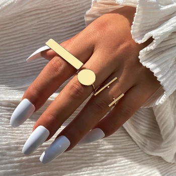 Набор колец для суставов в стиле ретро с геометрией в стиле бохо для женщин, элегантное золотое кольцо на палец, очаровательные ювелирные изделия