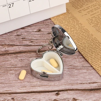1 шт. Коробочка для таблеток в форме сердца, Переносная Металлическая Коробочка для таблеток, Контейнер-Органайзер для лекарств, Футляр для конфет, Держатель для хранения