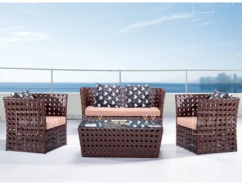 Мебель из ротанга Уличный диван из ротанга Диван для отдыха комбинированный Отель Вилла роскошная мебель