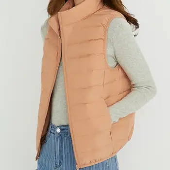 Женское зимнее пальто Свободного Покроя с коротким воротником-стойкой, теплый и удобный пуховый жилет