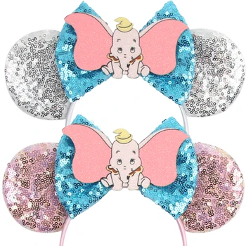 Аксессуары для волос Disney Dumbo Для женщин, бант с блестками, Маленькие летающие уши Слона, повязка на голову, повязки для волос для Девочек, Праздничные ленты для девочек, подарок для детей