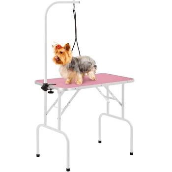 32-Дюймовый Складной Столик для ухода за собаками и кошками с регулируемой высотой, розовый