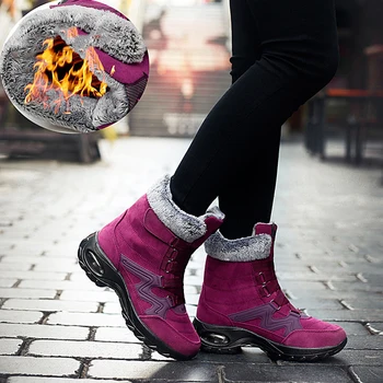 Новые женские зимние теплые зимние ботинки на шнуровке с плюшевой подкладкой и противоскользящей подошвой