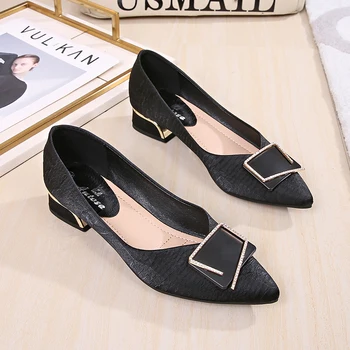Женская обувь FamtiYard на черном каблуке с острым носком, Весенняя обувь на высоком каблуке 2022, Лоферы, Женские туфли-лодочки без застежки
