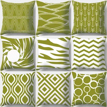 Зеленая изготовленная на заказ наволочка для подушки, домашняя декоративная наволочка с квадратной волной, диванная подушка с принтом