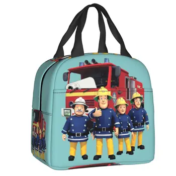 Мультяшный Пожарный Сэм, сумка для ланча, Мужская, Женская, термоохладитель, изолированный Ланч-бокс для детей, Школьная еда, сумки для пикника