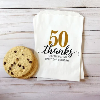 Пакеты для подарков на день рождения с 50 подкладками - Пакеты для печенья, Конфет, Угощений, Пончиков на день рождения Milestone - 40-й, 50-й, 60-й, 70-й, 80-й день рождения