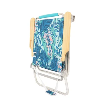Пляжное кресло с откидывающимися деревянными подлокотниками Комфортной высоты, складное кресло с откидной спинкой из зеленой пальмы   