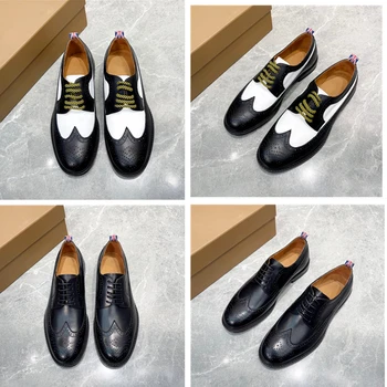 Европейские Мужские модельные туфли из парижской кожи, обувь для делового костюма, универсальная и высококлассная Обувь Four Seasons на натуральной кожной подошве