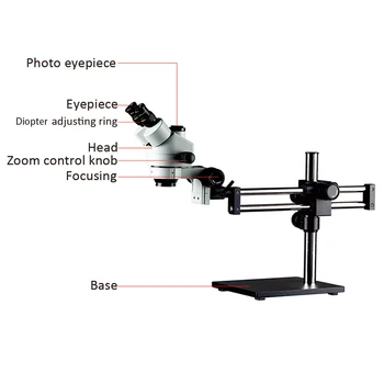 3,5 X-90X Тринокулярный стереомикроскоп, сверхширокое поле зрения, точное выравнивание, ремонт мобильных телефонов, светодиодный кольцевой световой микроскоп