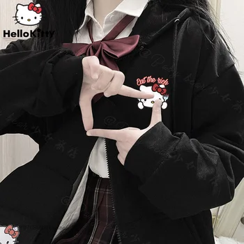 Sanrio Hello Kitty, осенние рубашки с капюшоном в японском стиле колледжа Y2K с героями мультфильмов, милая одежда высокого качества для женщин