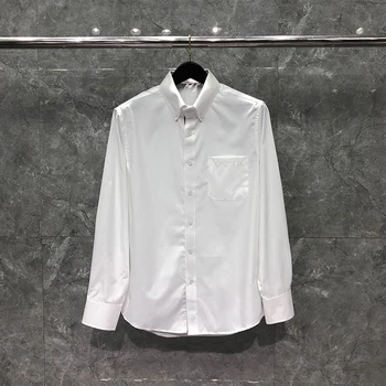 Мужские рубашки TB THOM, Весенняя однотонная классическая рубашка с пуговицами в полоску, Корейский модный дизайн, Повседневная деловая женская блузка