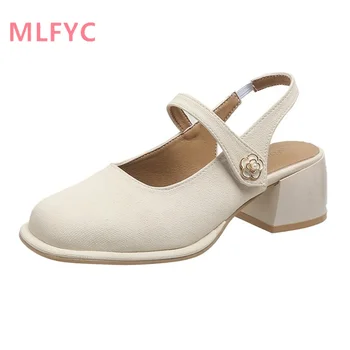 Женские летние босоножки Mary Jane в стиле ретро, Новый стиль, Baotou, женские модные простые тонкие туфли на высоком каблуке