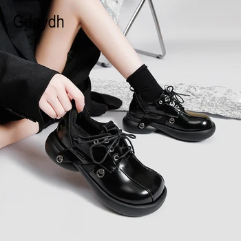 Gdgydh/ Женские Туфли-Оксфорды в готическом стиле на плоской платформе и Широком Каблуке, Обувь С эффектом памяти, Удобная Обувь для студентов Японского Колледжа