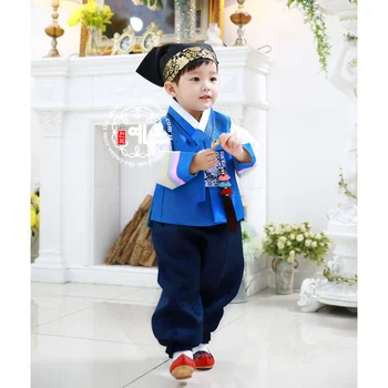 Южнокорейский Импортный Ханбок из тканей на Первый день рождения Мальчика - Новый Ханбок для детей Высокого класса