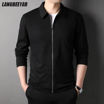 Высококачественная Новая брендовая дизайнерская Повседневная мужская куртка с отворотом на молнии, Ветровка, пальто, Однотонная мужская одежда в корейском стиле