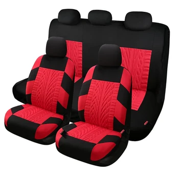 Полный комплект красных чехлов для автомобильных сидений с совершенно новым декором вмятин на шинах для женских салонов автомобилей, подходящих для большинства мо