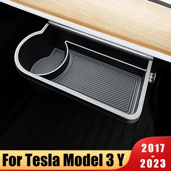 Коробка Для хранения Второго Пилота В Салоне Автомобиля, Держатель Лотка, Пылезащитный Водонепроницаемый Для Tesla Модель 3, Модель Y 2017-2020 2021 2022 2023, Аксессуары