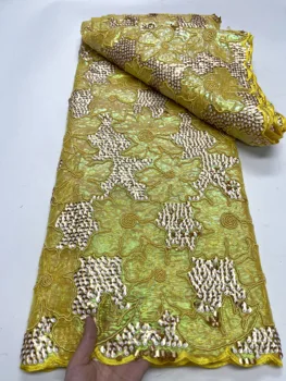 Африканская Красочная Кружевная ткань с 3D Блестками 2023, Высококачественное Французское Сетчатое Кружево, Нигерийская Вышивка, Роскошная Свадебная ткань для Новобрачных