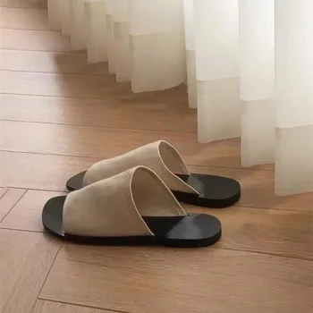 Maxdutti/ Лето 2023, французский модный блоггер Ins, женская обувь Muller, повседневные женские тапочки на плоской подошве для поездок на работу