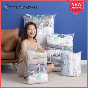 Вакуумные компрессионные пакеты TIANMI для экономии места в домашнем хозяйстве, Герметичный пакет для отделки одежды и постельных принадлежностей, компрессионные пакеты для путешествий