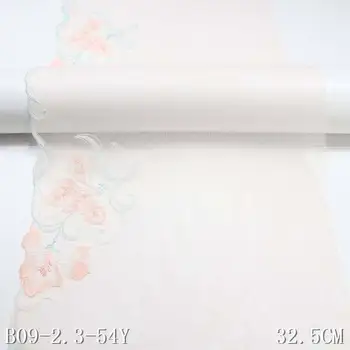 28 ярдов Вышивка Сетчатый Тюль Кружевная отделка 33 см Цветок полиэфирная ткань Розовое вуалевое кружево для платья