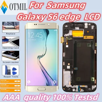 Super AMOLED Для SAMSUNG Galaxy S6 edge ЖК-дисплей с Сенсорным экраном Digitizer G925 G925I G925F Запчасти для Ремонта сенсорного экрана с Рамкой
