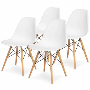 Современный обеденный стул SKONYON середины века, набор из 4 стульев, белый