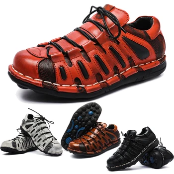 Мужские мотоциклетные ботинки из натуральной кожи на платформе, обувь в стиле панк, Кроссовки с круглым носком, повседневные кроссовки в готическом стиле, красные ковбойские ботинки в западном стиле
