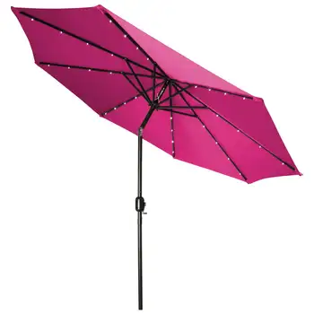 Роскошный зонт для патио со светодиодной подсветкой на солнечных батареях - 9' (розовый)