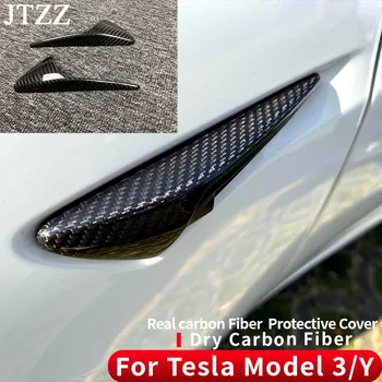 Для Tesla 2020 2021 2022, Модель 3, Модель Y, Защитная крышка боковой камеры на крыле, Аксессуары из углеродного волокна, Глянцевый Матовый