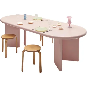 Простой длинный деревянный МДФ, большой роскошный обеденный стол для комнаты, дубовый обеденный стол